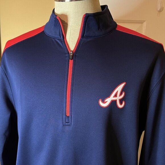 NWOT Men's Atlanta Braves MLB Genuine Merchandise Half Zip Pullover Shirt LARGE - Picture 2 of 3
